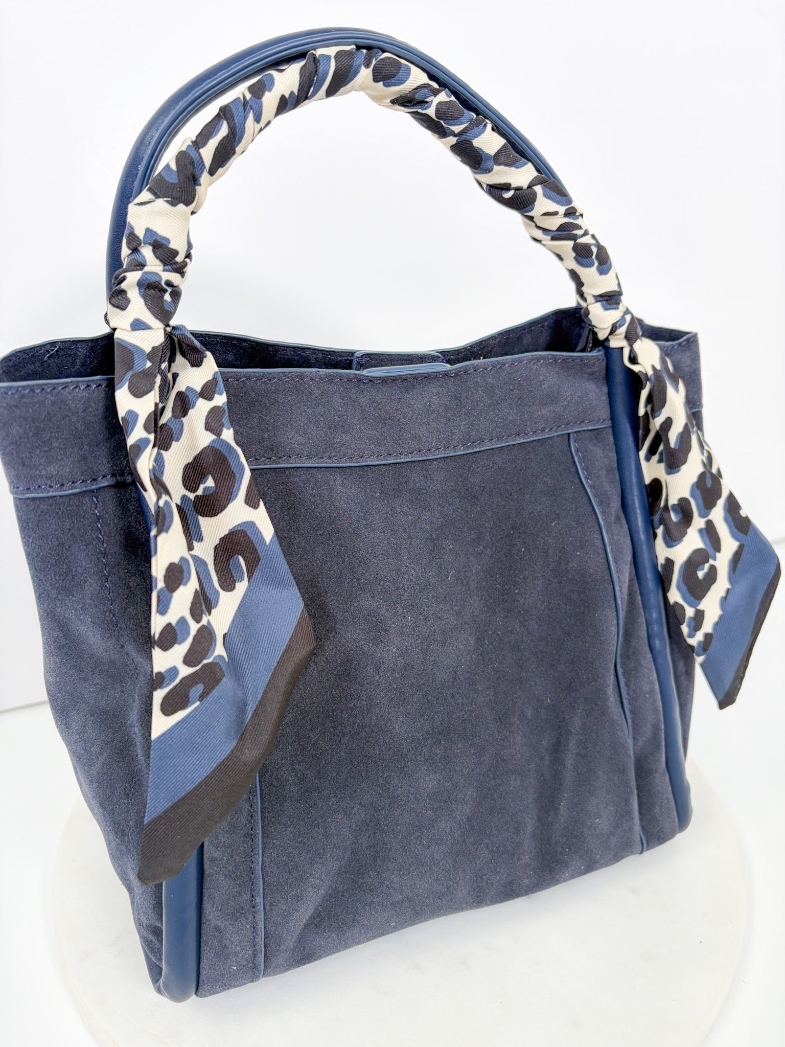 Gianna Navy Suede Bucket Bag