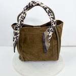 Gianna Olive Suede Bucket Bag
