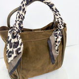 Gianna Olive Suede Bucket Bag