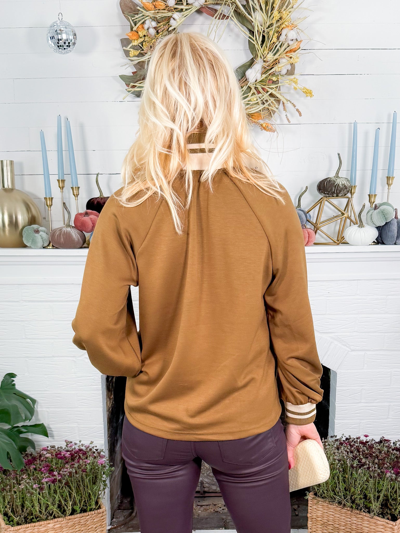 Gibbs Olive Knit Quarter Zip Top Entro