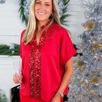 Gibson Red Sequin Stripe Front Top Entro