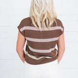 Gibson Cocoa Stripe Sweater Blu Pepper