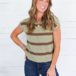 Gibson Light Olive Stripe Sweater Blu Pepper