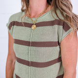 Gibson Light Olive Stripe Sweater Blu Pepper