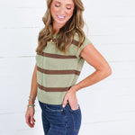 Gibson Light Olive Stripe Sweater Blu Pepper