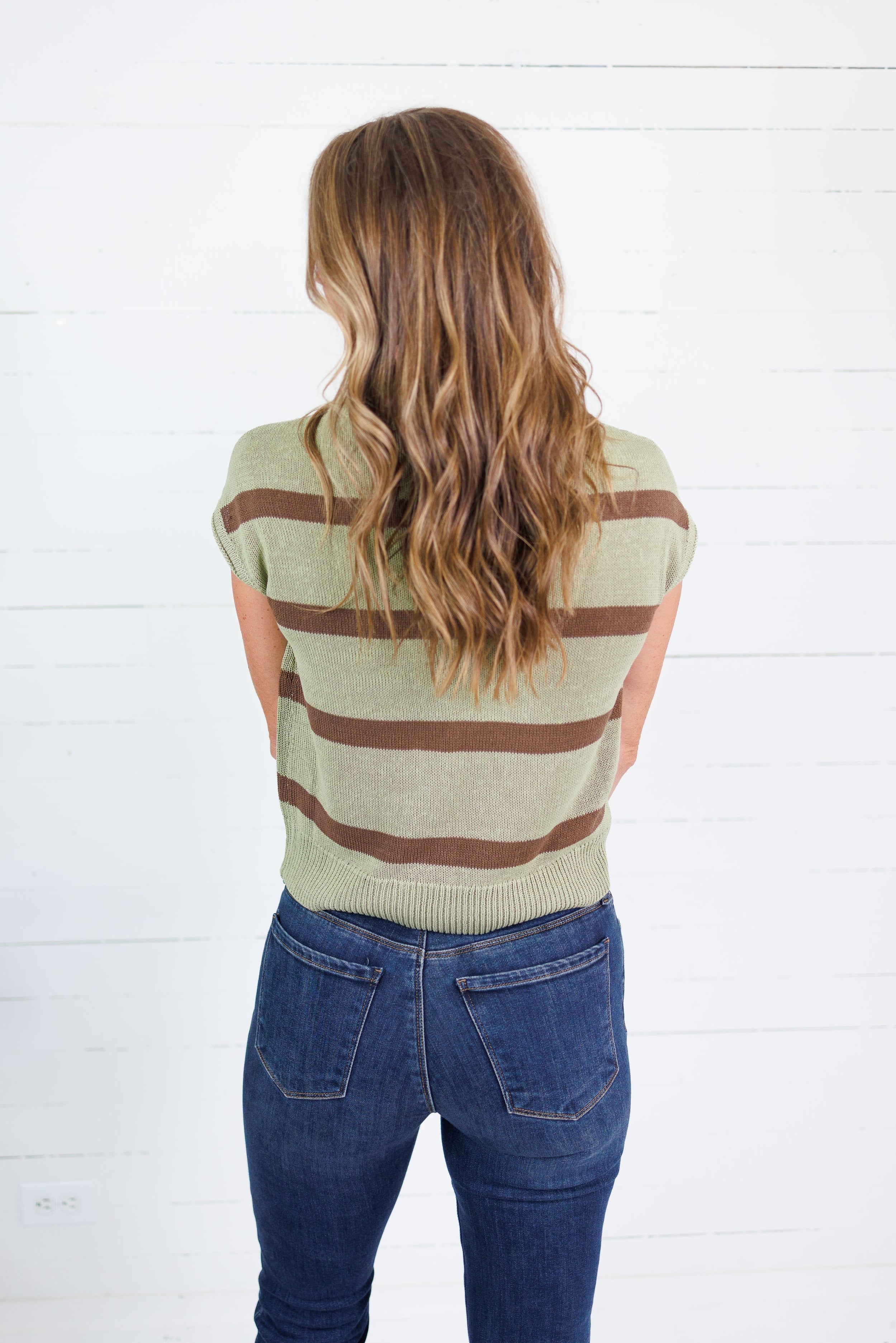 Gibson Light Olive Stripe Sweater Blu Pepper