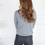 Gigi Heather Grey + Black Dottie Mock Neck Top Compania Fantastica