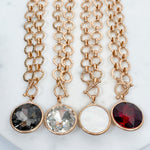 Gilded Radiance Chunky Ring Chain with Sparkly Crystal Necklace