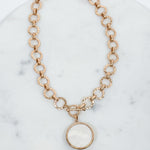 Gilded Radiance Chunky Ring Chain with Sparkly Crystal Necklace 