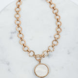Gilded Radiance Chunky Ring Chain with Sparkly Crystal Necklace 