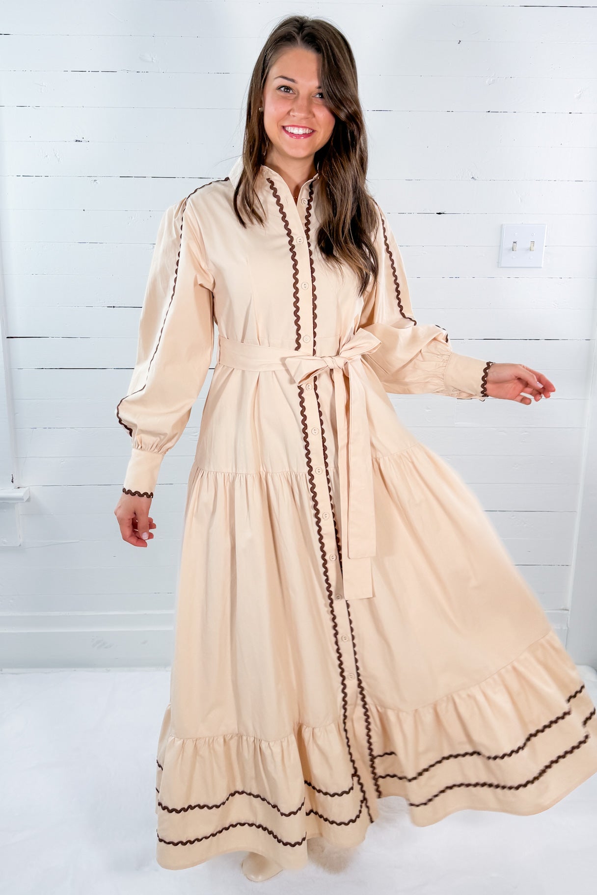 Gingerbread RicRac Maxi Dress