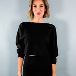 Giovanni  Black Boat Neck Cropped Sweater Pinch