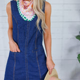 Glade Dark Wash Denim Mini Dress Klesis