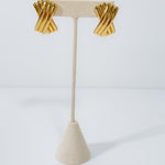 Gold Dipped Layered Ridged Stud Earrings