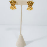 Gold Dipped Layered Ridged Stud Earrings