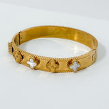 Gold Dipped Stainless Steel Clover Bangle