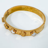Gold Dipped Stainless Steel Clover Bangle