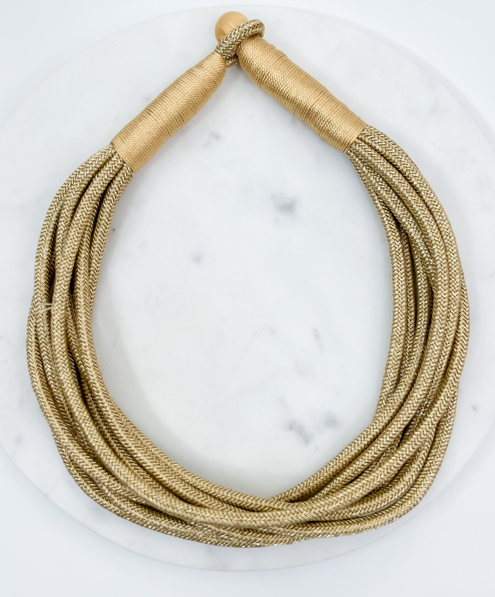 Gold Metallic Layered Rope Necklace