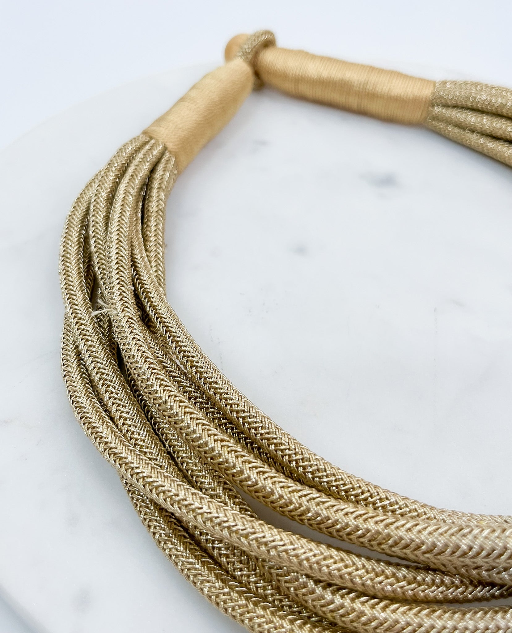 Gold Metallic Layered Rope Necklace
