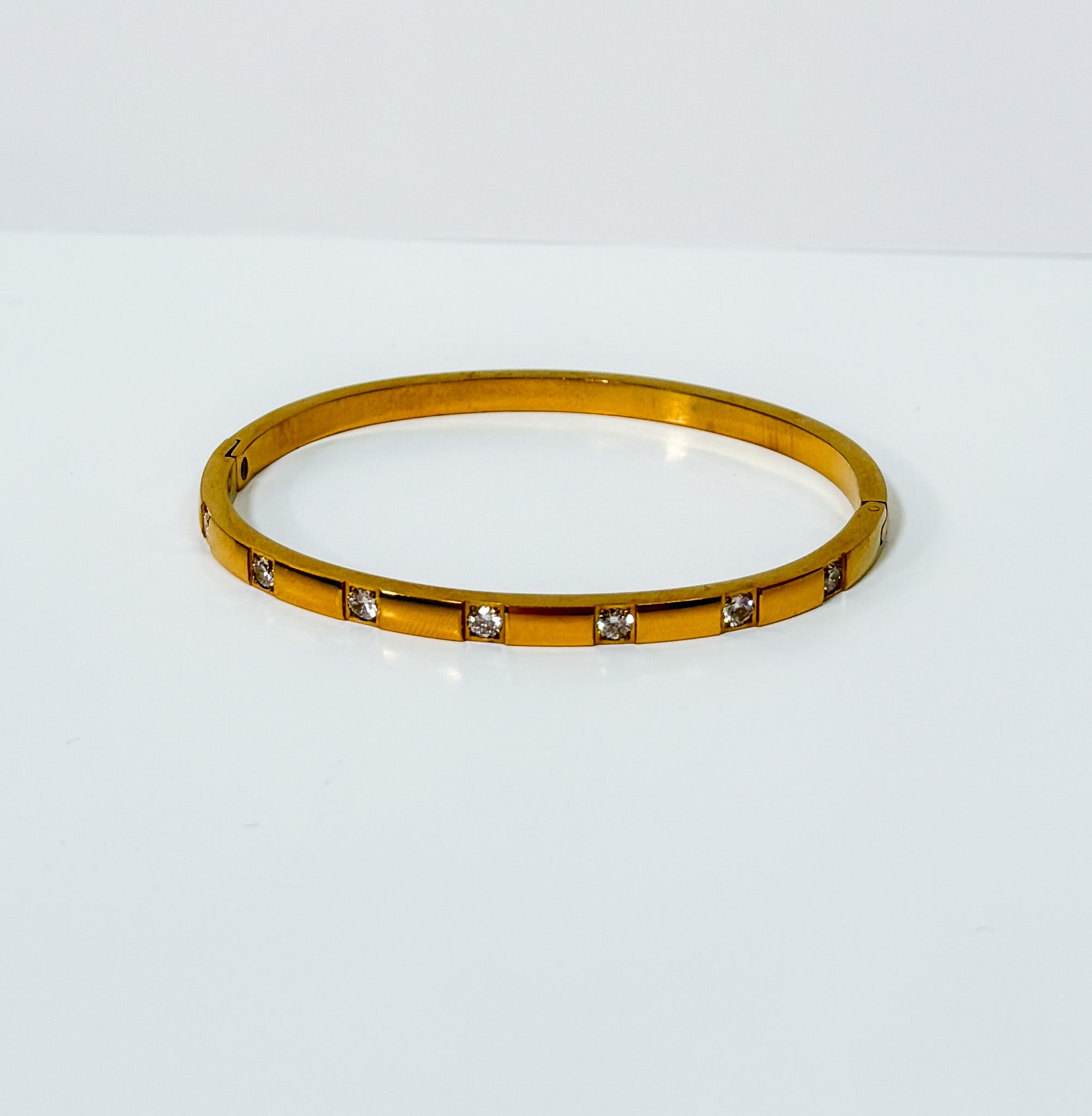 Gold Plated Stainless Steel Zircon Bangle