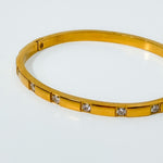 Gold Plated Stainless Steel Zircon Bangle