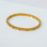 Gold Plated Stainless Steel Zircon Bangle