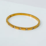 Gold Plated Stainless Steel Zircon Bangle