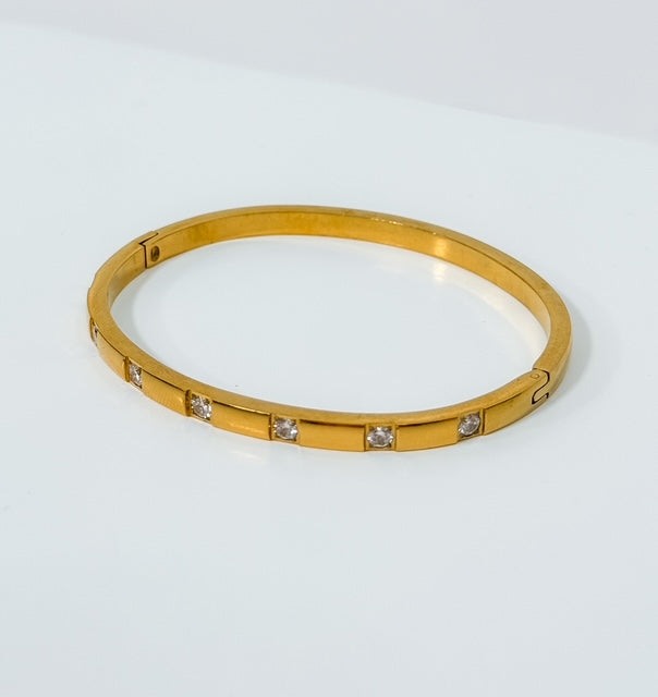 Gold Plated Stainless Steel Zircon Bangle