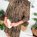 Gold + Black Wisteria Mini Dress Elan