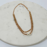 Golden Grace – Double Layer Pearl + Beaded Necklace