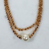 Golden Grace – Double Layer Pearl + Beaded Necklace