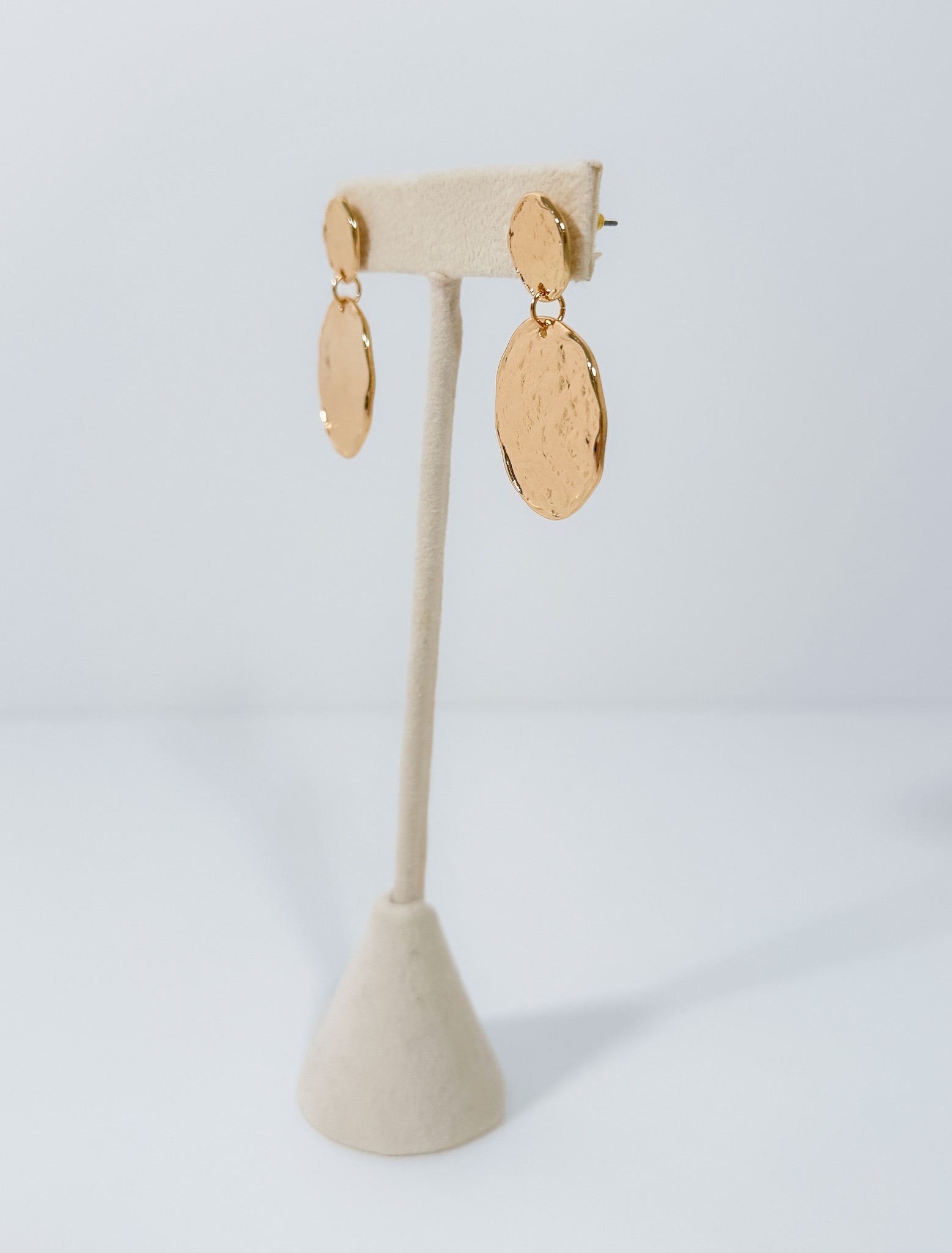 Golden Muse Two Disc Textured Earrings