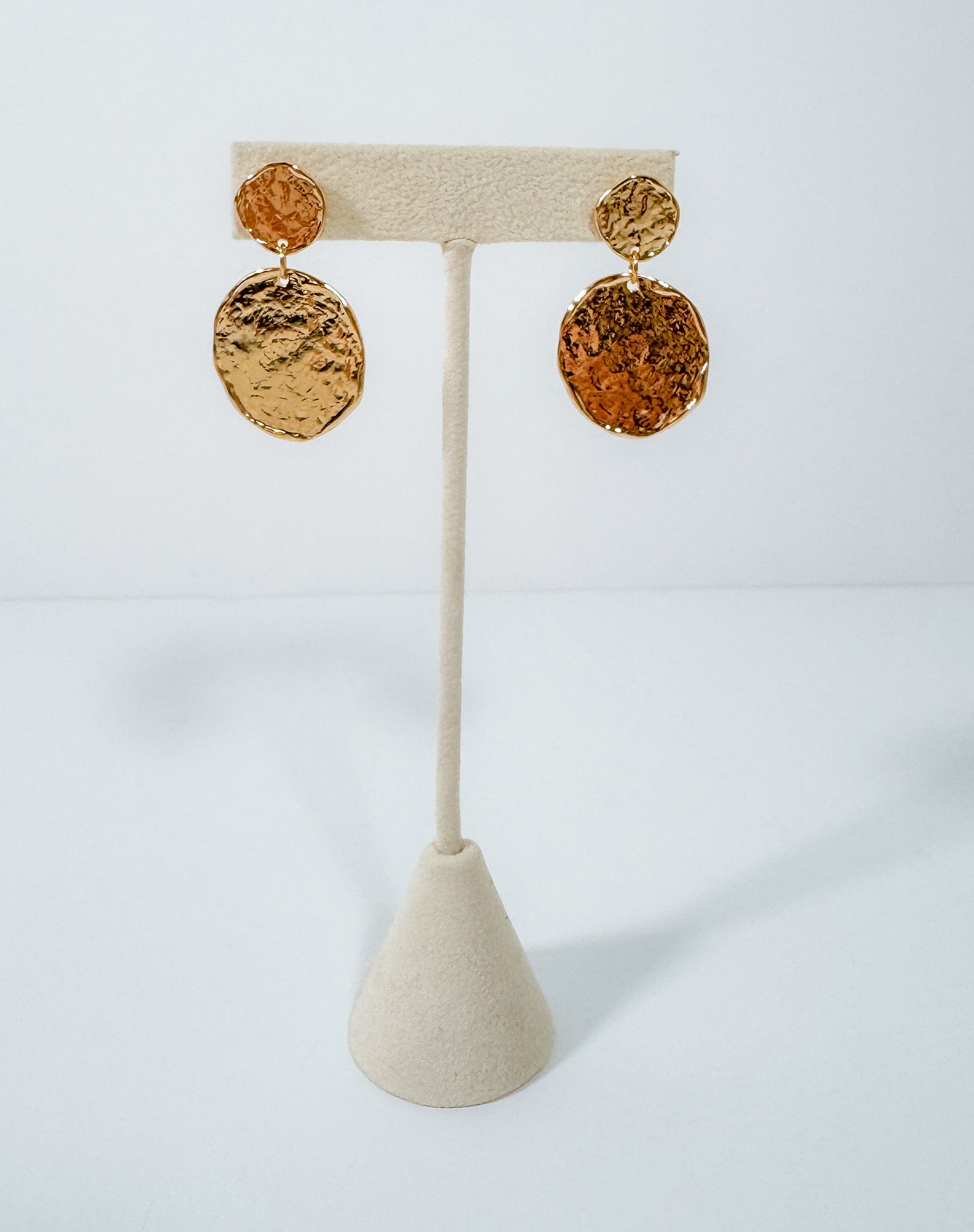 Golden Muse Two Disc Textured Earrings