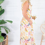Goldie Tangerine Floral Midi Dress Gigio