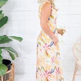 Goldie Tangerine Floral Midi Dress Gigio