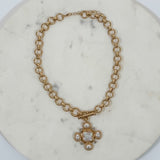 Goslin Gold Chain + Stylized Pearl Cross Necklace