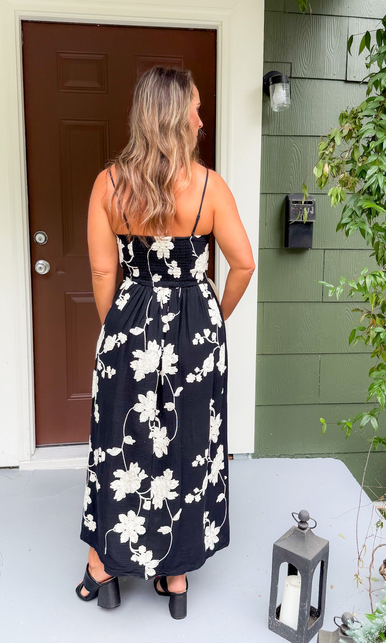Gracie Black Embroidered Midi Dress Lucy Paris
