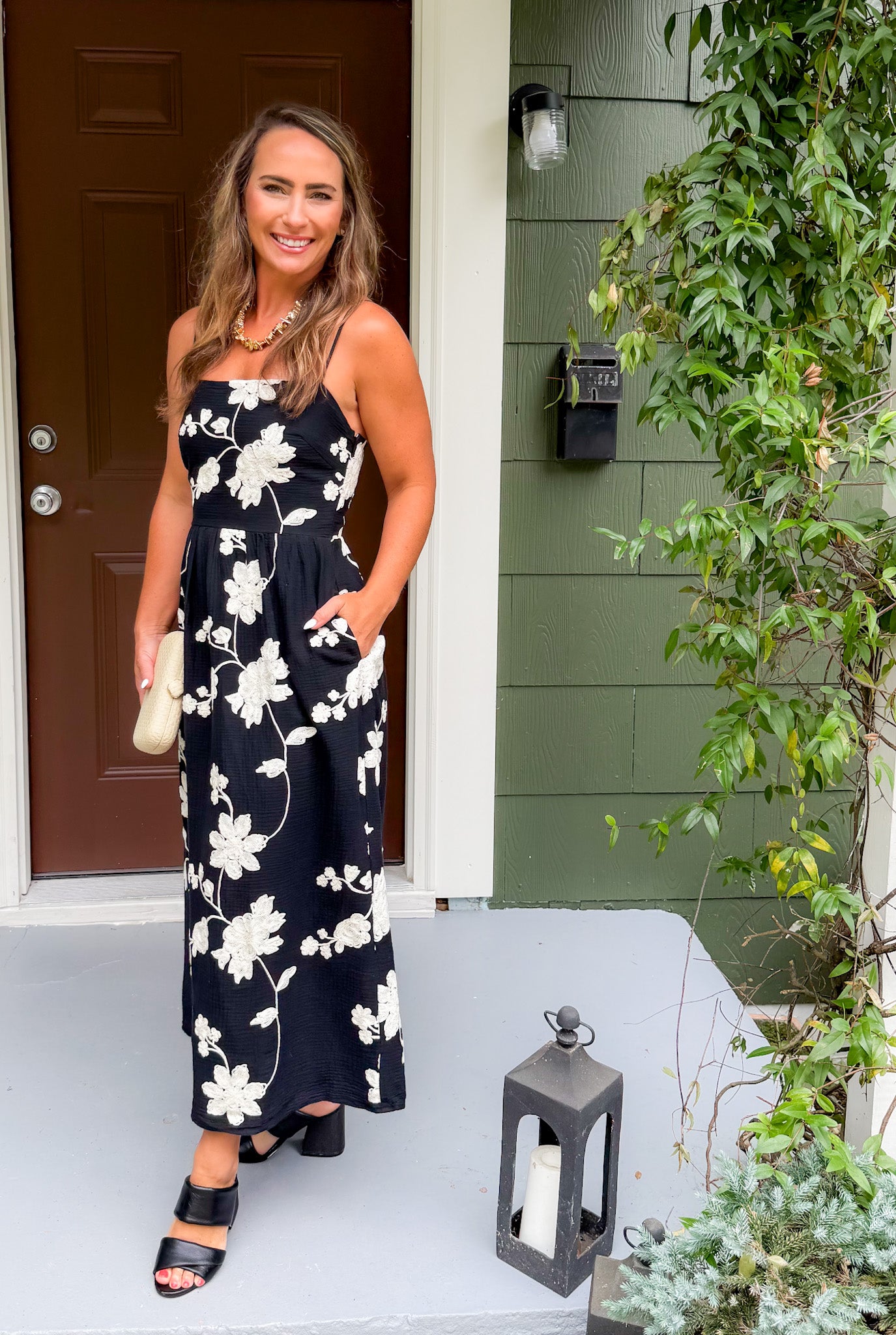 Gracie Black Embroidered Midi Dress Lucy Paris