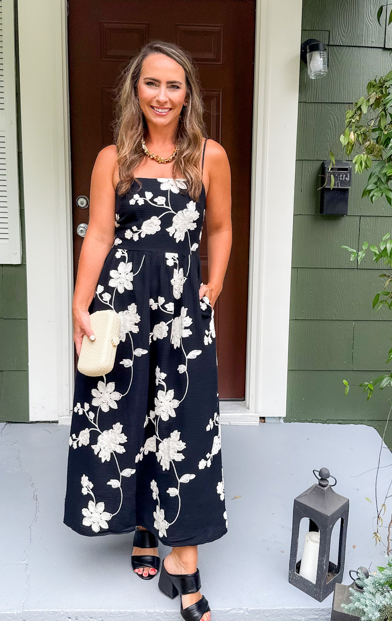 Gracie Black Embroidered Midi Dress Lucy Paris