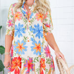 Gracie Cream Floral Mini Dress Briton Court