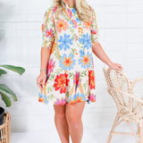 Gracie Cream Floral Mini Dress Briton Court
