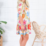 Gracie Cream Floral Mini Dress Briton Court