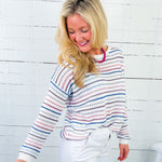 Gracie Multi Stripes Crochet Sweater Staccato