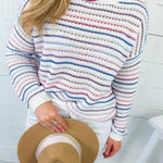 Gracie Multi Stripes Crochet Sweater Staccato