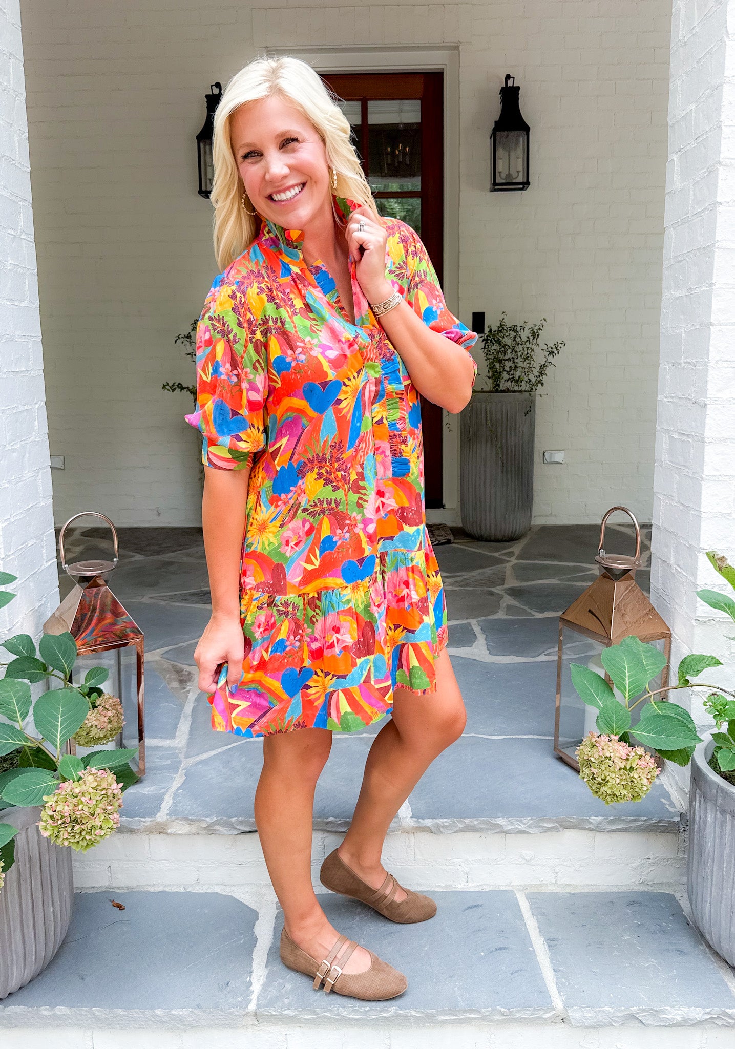 Gracie Sugar Coral Mini Dress Briton Court