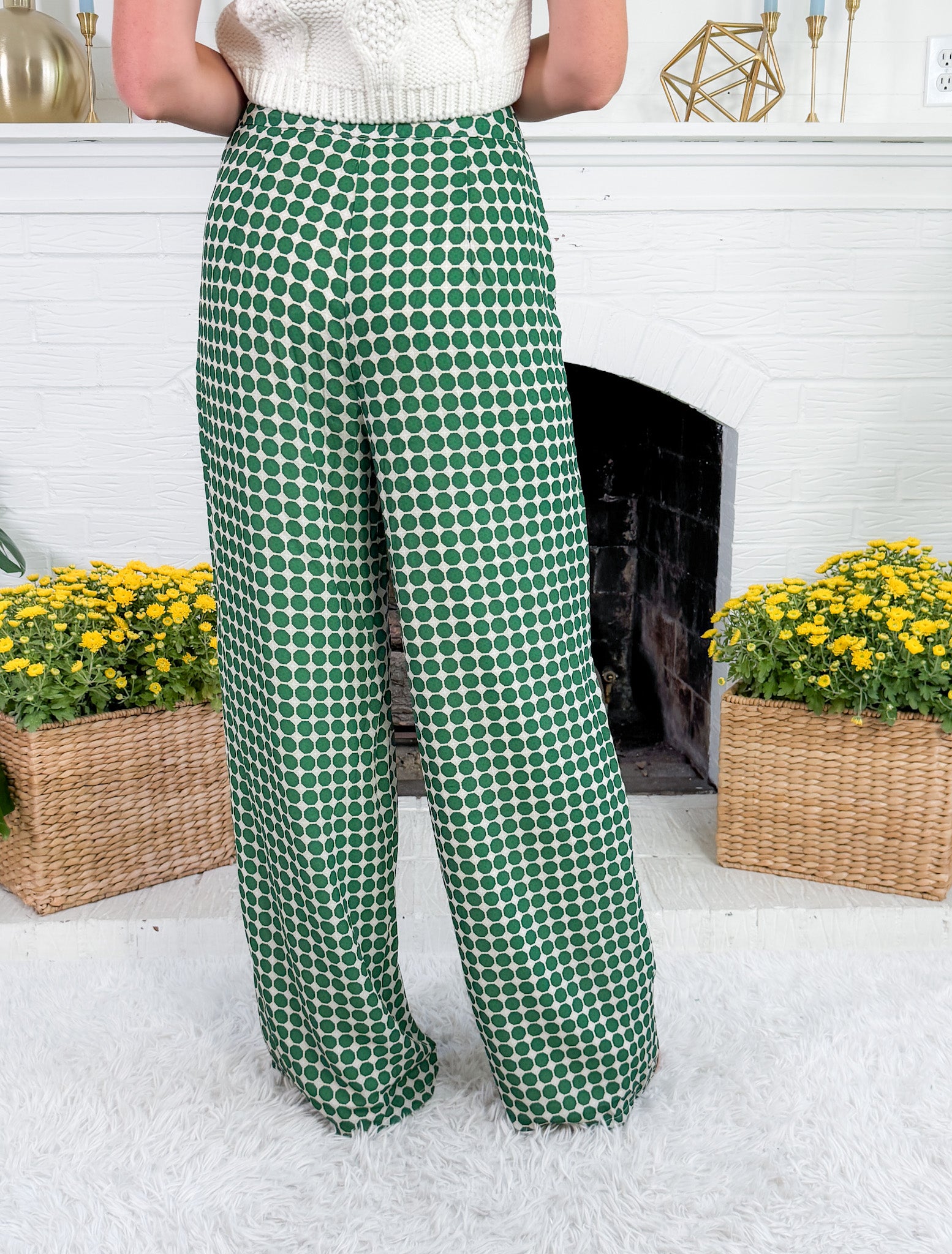 Green Goddess Dotted Wide Leg Pants