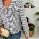 Greer Black + White Gingham Top