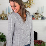 Greer Black + White Gingham Top