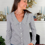Greer Black + White Gingham Top
