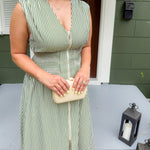 Greer Forest Striped Zip Front Waisted Dress THML